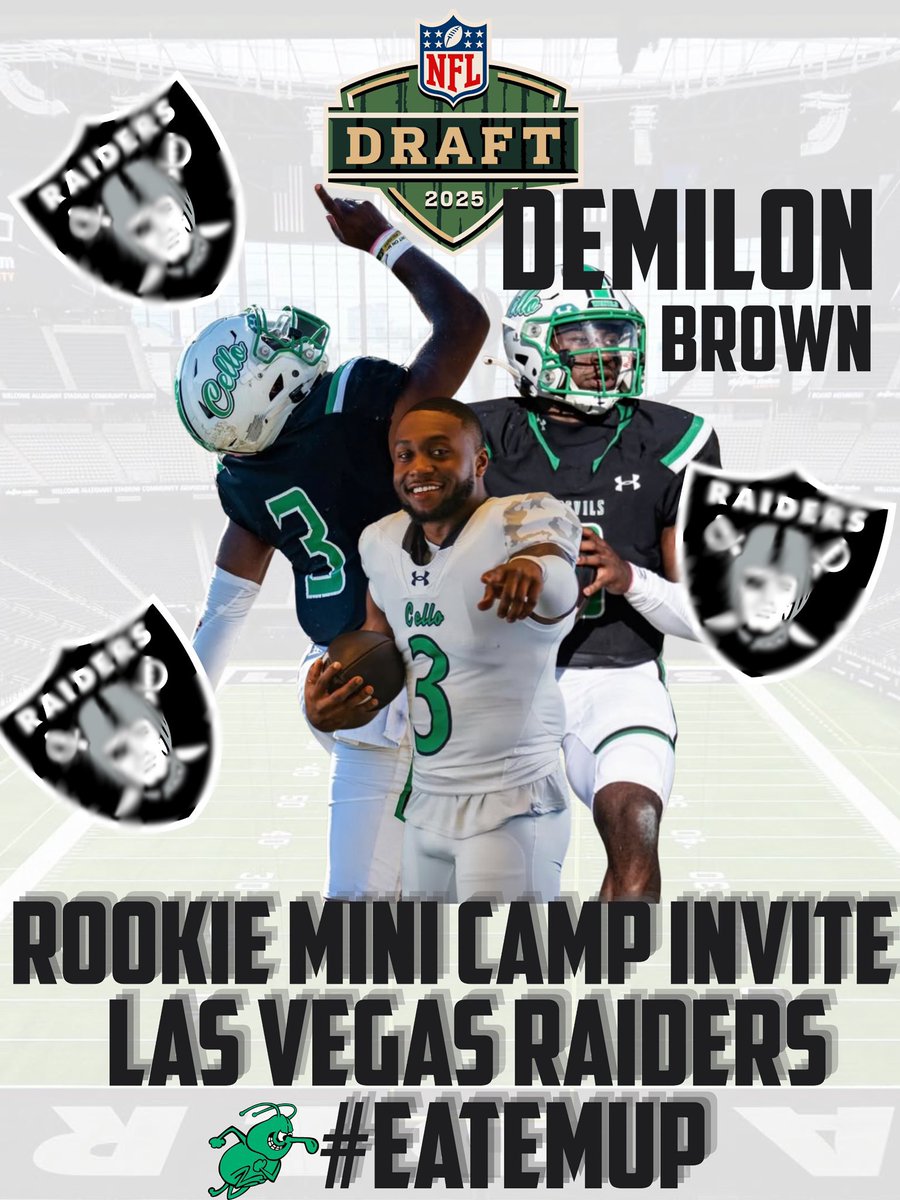 Another FFN great gets an NFL opportunity in Las Vegas.

Arkansas-Monticello QB Demilon Brown earns invite to Raiders rookie minicamp. 

The Rivercrest alum passed for 7,343 yards, rushed for 3,187 yards, 90 total touchdowns in his <a href="/WeevilFootball/">UAM Football</a> career.

kait8.com/2025/04/28/riv…