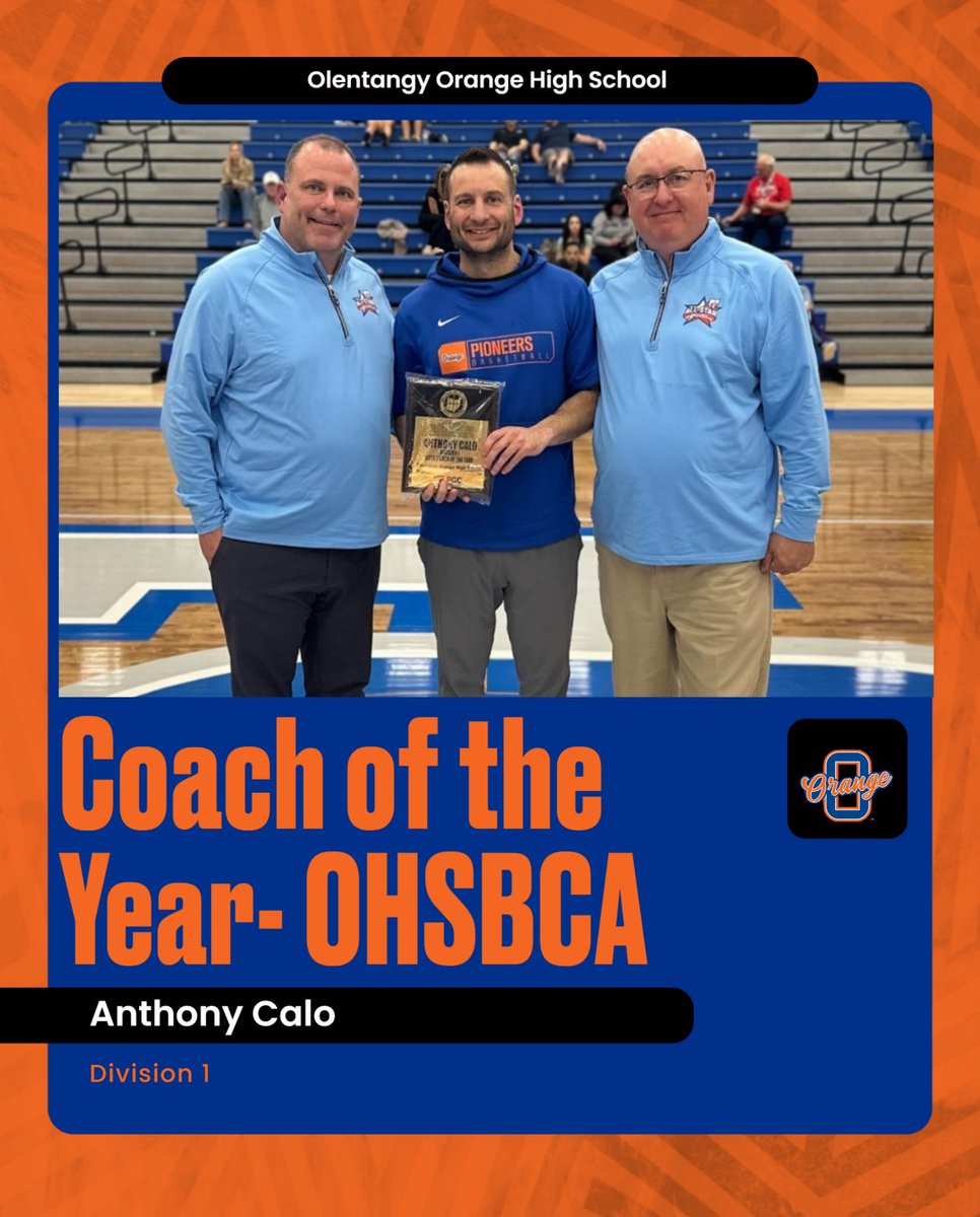 Head Basketball Coach- Anthony Calo officially scooping up the hardware! 

We are looking at the Division 1 Coach of the Year by the OHSBCA😤 

🗣️Mrs. Calo- we need some more shelving in the living room! 

Roll Neers🍊