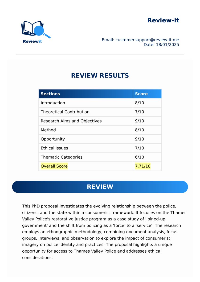 Faheem_uh's tweet image. PhD Students - Use this tool to evaluate your research proposal before submission.

This tool works in 3 simple steps.

1. Go to review-it.ai and log in.
2. Upload your research proposal.
3. You will get the feedback on your proposal.

This feedback will contain 3…