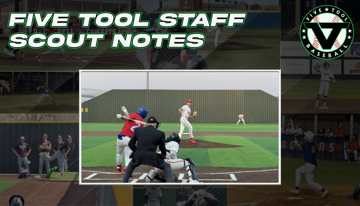 Five Tool Baseball (@fivetool) on Twitter photo 📝Five Tool Staff Scout Notes✅
Alongside our full video coverage, select games with staff scout notes from <a href="/FiveToolJUCO/">Five Tool JUCO</a>, <a href="/FiveToolSTX/">Five Tool South Texas</a>, and <a href="/FiveToolTexas/">✭Five Tool Texas✭</a>.
April 1-April 22: READ » fivetool.org/news/five-tool… 📝Five Tool Staff Scout Notes✅
Alongside our full video coverage, select games with staff scout notes from <a href="/FiveToolJUCO/">Five Tool JUCO</a>, <a href="/FiveToolSTX/">Five Tool South Texas</a>, and <a href="/FiveToolTexas/">✭Five Tool Texas✭</a>.
April 1-April 22: READ » fivetool.org/news/five-tool…