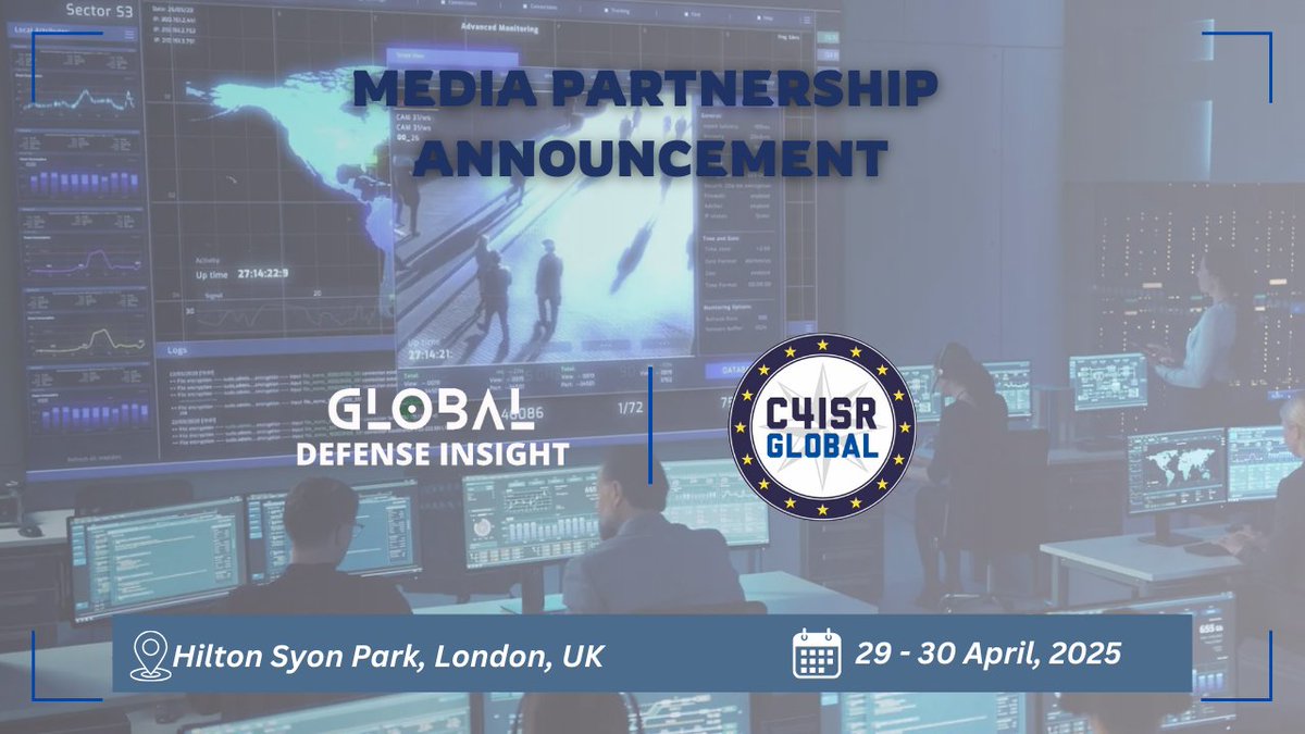 Defense_Talks's tweet photo. 📢 🤝🏻 We are proud to announce our official media partnership for C4ISR Global 2025, a premier two-day event dedicated to exploring the evolving multi-domain battlespace and the future of both Command, Control, Communications, Computers (C4) and Intelligence, Surveillance, and Reconnaissance (ISR).

The event will take place from 29–30 April 2025 at Hilton Syon Park, London, UK.

Distinguished speakers include General Sir Jim Hockenhull, Commander UK Strategic Command; Rear Admiral Joshua Himes, Vice Director for Intelligence, US Joint Chiefs of Staff; and Brigadier General Andrew Clark, Commanding General, NATO ISR Force, and many more.

Stay tuned with us for exclusive updates, event highlights, and key insights from C4ISR Global 2025.

We look forward to covering this important gathering of global defense leaders and innovators.