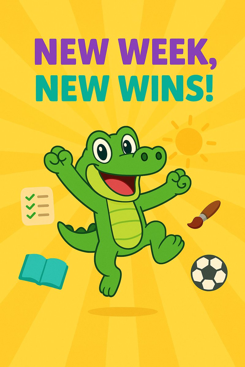 goal_gator's tweet image. Monday Mindset: Progress, not perfection.

Even one tiny step today moves you closer to your goals.

✅ One task
✅ One checkmark
✅ One proud moment

@goal_gator  is here to cheer your child (and you!) on every step of the way!

#GoalGator #MindfulParenting #DailyWins