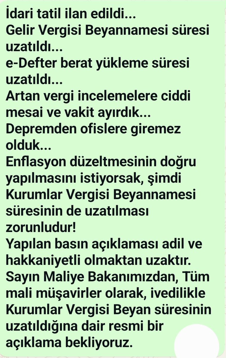SⓂ️Ⓜ️Ⓜ️ Dilek Karaca 🇹🇷🇦🇿 (@smmmdilek) on Twitter photo #KurumlarVergisiUzatılsın #KurumlarVergisiUzatılsın #KurumlarVergisiUzatılsın #KurumlarVergisiUzatılsın #KurumlarVergisiUzatılsın
<a href="/gibsosyalmedya/">Gelir İdaresi Başkanlığı</a>
<a href="/HMBakanligi/">T.C. Hazine ve Maliye Bakanlığı</a>
<a href="/turmob/">TÜRMOB</a>
<a href="/MuhasebeBT/">Muhasebe Bilenler</a>
<a href="/tcbestepe/">T.C. Cumhurbaşkanlığı</a>
<a href="/RTErdogan/">Recep Tayyip Erdoğan</a> #KurumlarVergisiUzatılsın #KurumlarVergisiUzatılsın #KurumlarVergisiUzatılsın #KurumlarVergisiUzatılsın #KurumlarVergisiUzatılsın
<a href="/gibsosyalmedya/">Gelir İdaresi Başkanlığı</a>
<a href="/HMBakanligi/">T.C. Hazine ve Maliye Bakanlığı</a>
<a href="/turmob/">TÜRMOB</a>
<a href="/MuhasebeBT/">Muhasebe Bilenler</a>
<a href="/tcbestepe/">T.C. Cumhurbaşkanlığı</a>
<a href="/RTErdogan/">Recep Tayyip Erdoğan</a>