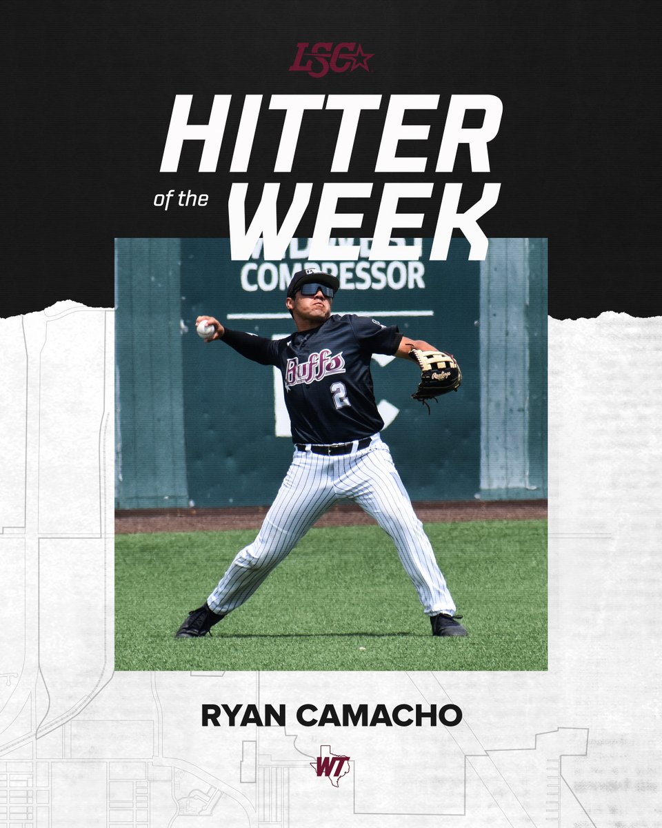 WT Baseball (@wtamubaseball) on Twitter photo Camacho Named the LSC Hitter of the Week
#BuffNation | #WeTrust Camacho Named the LSC Hitter of the Week
#BuffNation | #WeTrust