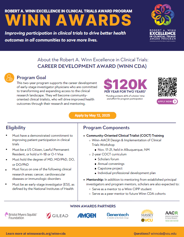 IIMS-CTSA UT Health SA (@iimsctsa) on Twitter photo Apply Now for the <a href="/WinnAwards/">Winn Awards</a> Career Development Award - Deadline May 12, 2025
winnawards.org/winn-cda/ Apply Now for the <a href="/WinnAwards/">Winn Awards</a> Career Development Award - Deadline May 12, 2025
winnawards.org/winn-cda/