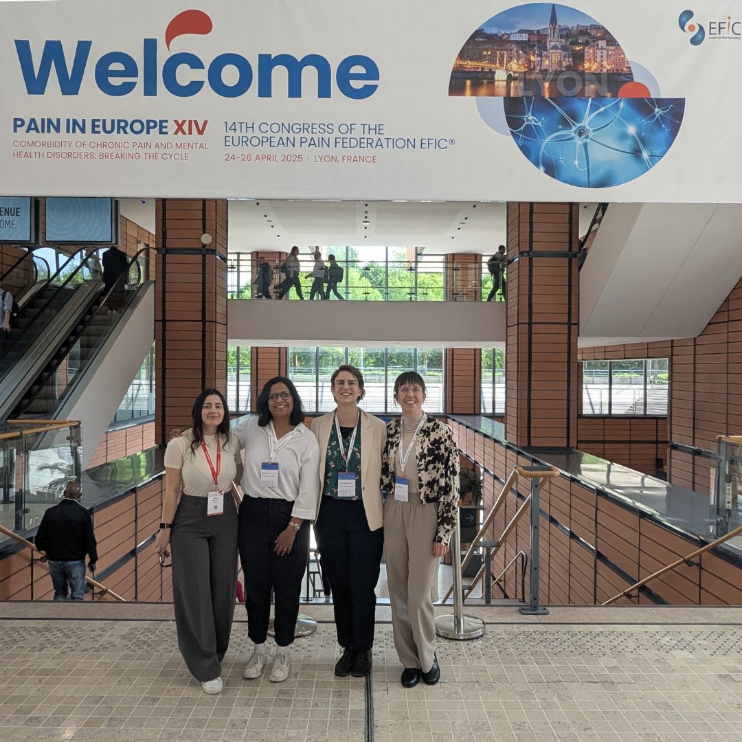 Greetings from Lyon! IASP Early Career Network members Vandana Shree Vedartham Srinivasan, Ginevra Sperandio, Daniela Rosenberger, and Laura Sirucek from the ECN Communication Committee say ‘hello’ from #EFIC2025 – Pain in Europe XIV.