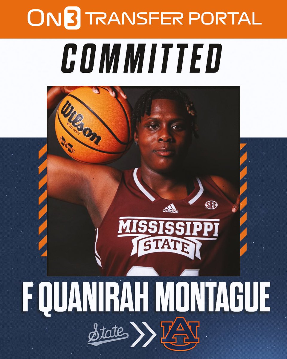 BREAKING: Mississippi State transfer Quanirah Montague has committed to Auburn, sources told <a href="/On3sports/">On3</a>. 

The 6-5 sophomore averaged 4.6 ppg and 3.7 rpg last season. 

TRACKER: on3.com/her/news/on3-2…