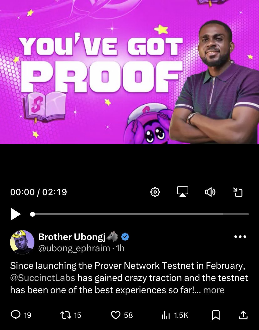 I just created this thumbnail for <a href="/ubong_ephraim/">Ubong Ephraim</a>  as he shares valuable insights on <a href="/SuccinctLabs/">Succinct</a> . You’ve got proof