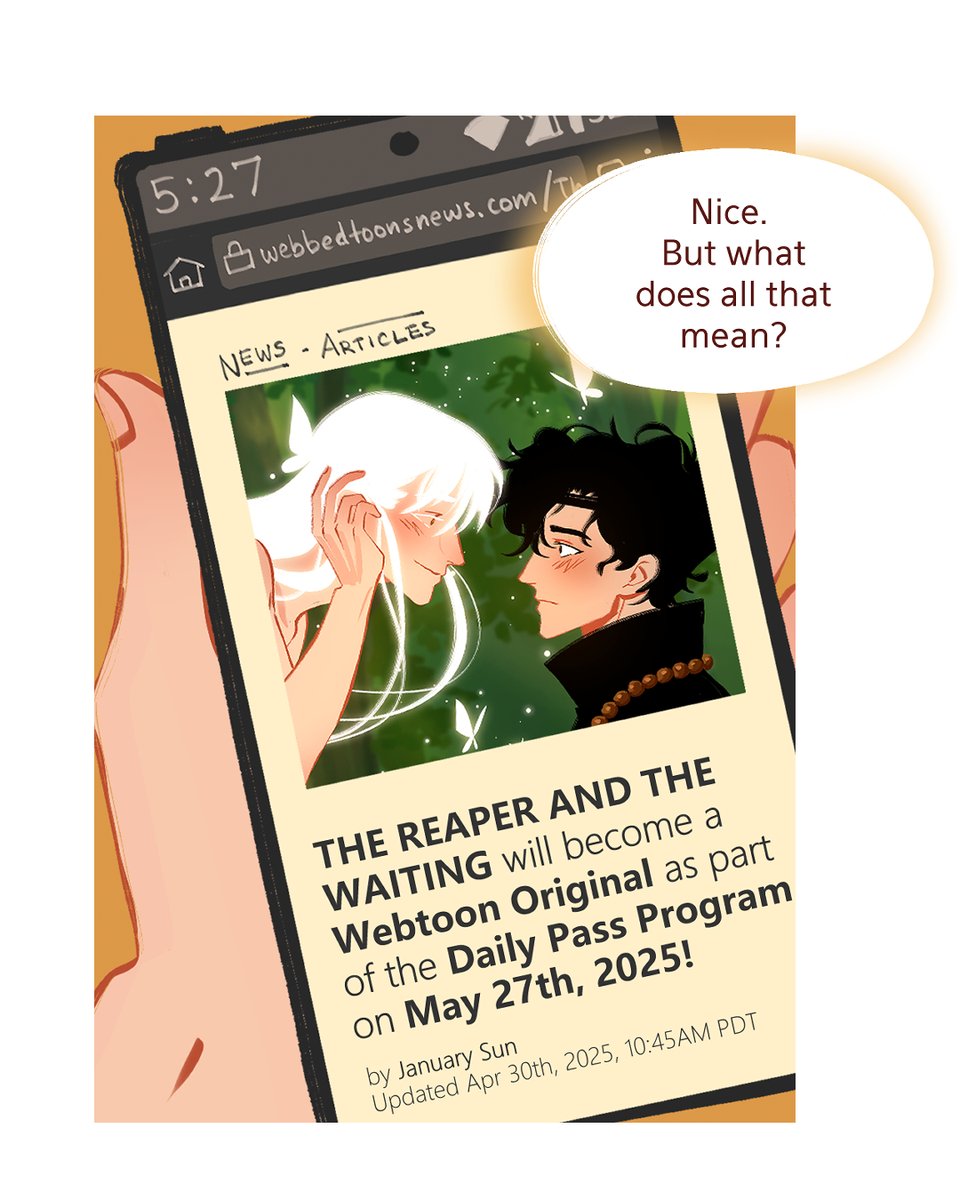 My comic The Reaper and The Waiting is moving to Webtoon Originals on May 27th! Thank you @webtooncanvas 💖
For the full announcement episode: https://t.co/897Tx0DvKc