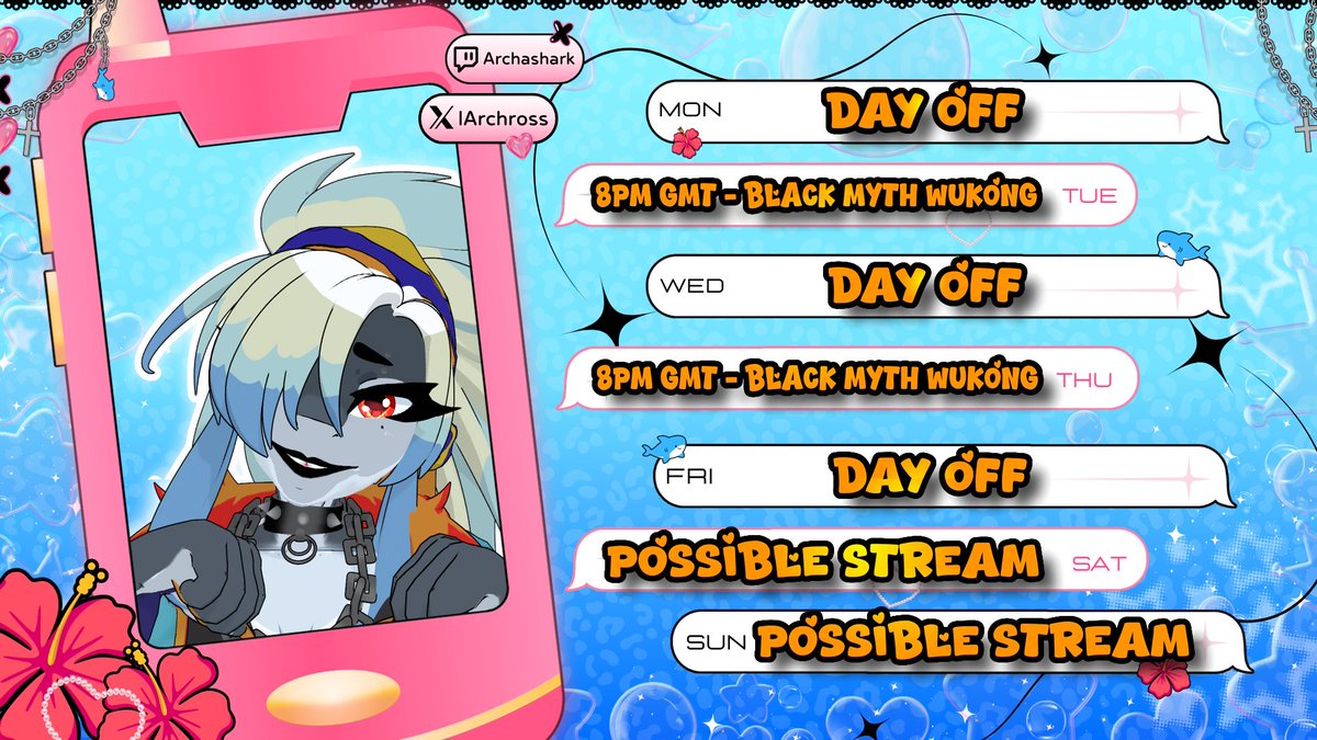 Hello everyone here's my Schedule for the week!!