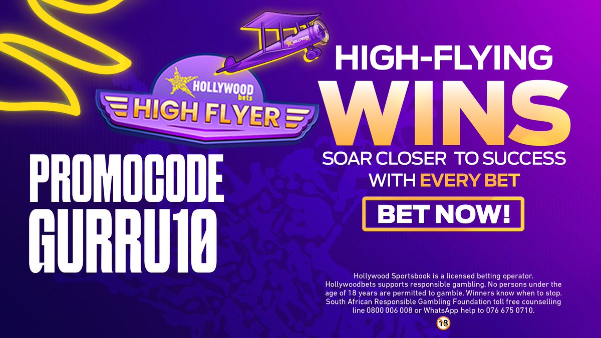 Are you a fan of Aviator? 

You can play Aviator on #Hollywoodbets💜

Try your luck and fly high 

Not yet on #HollywwodBets? 

Use promo code: GURRU10 or link in bio for R25 signup bonus + 50 Free Spins. 🎁
Link: bit.ly/GURRU10

Ts&amp;Cs apply 18+ Bet responsibly. 💜