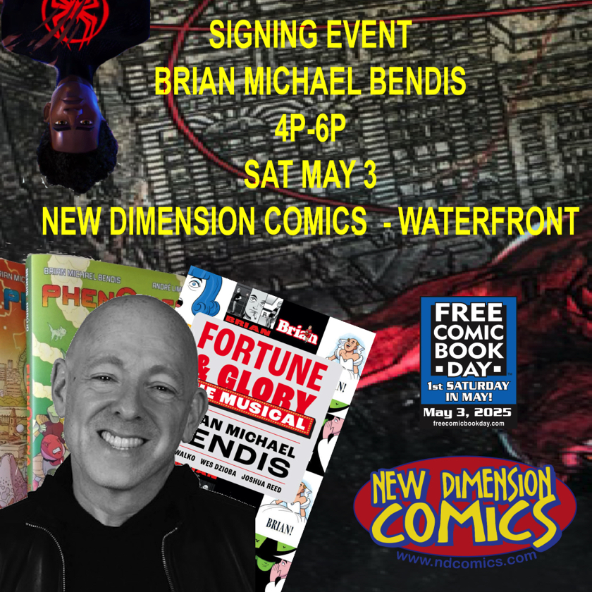Dark Horse Comics (@darkhorsecomics) on Twitter photo Don't miss a special New Comic Book Day signing with <a href="/BRIANMBENDIS/">BRIAN MICHAEL BENDIS</a> (Powers, Fortune and Glory: The Musical) at the New Dimension Comics - Waterfront location in Pennsylvania. More details: bit.ly/42DkUu0
May 3 from 4-6PM Don't miss a special New Comic Book Day signing with <a href="/BRIANMBENDIS/">BRIAN MICHAEL BENDIS</a> (Powers, Fortune and Glory: The Musical) at the New Dimension Comics - Waterfront location in Pennsylvania. More details: bit.ly/42DkUu0
May 3 from 4-6PM