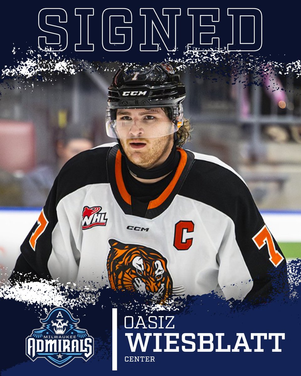 mkeadmirals's tweet photo. DOUBLE THE WIESBLATT, DOUBLE THE FUN‼️

we've signed center Oasiz Wiesblatt to a three-year AHL deal, to start the 2025-26 season!

#MILhockey https://t.co/glOyUdxj9q