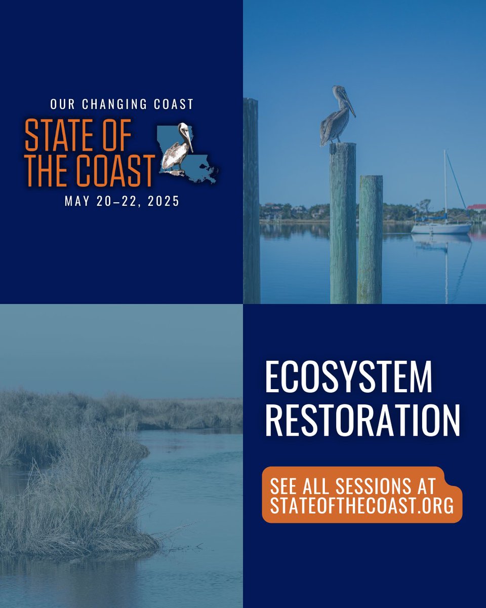 CRCL1988's tweet image. Hear about cutting-edge strategies for ecosystem restoration and protecting our fisheries.

Join us May 20 to 22 in New Orleans. Register at stateofthecoast.org. Hosted by @crcl1988 with @theh2oinstitute and @louisianacpra