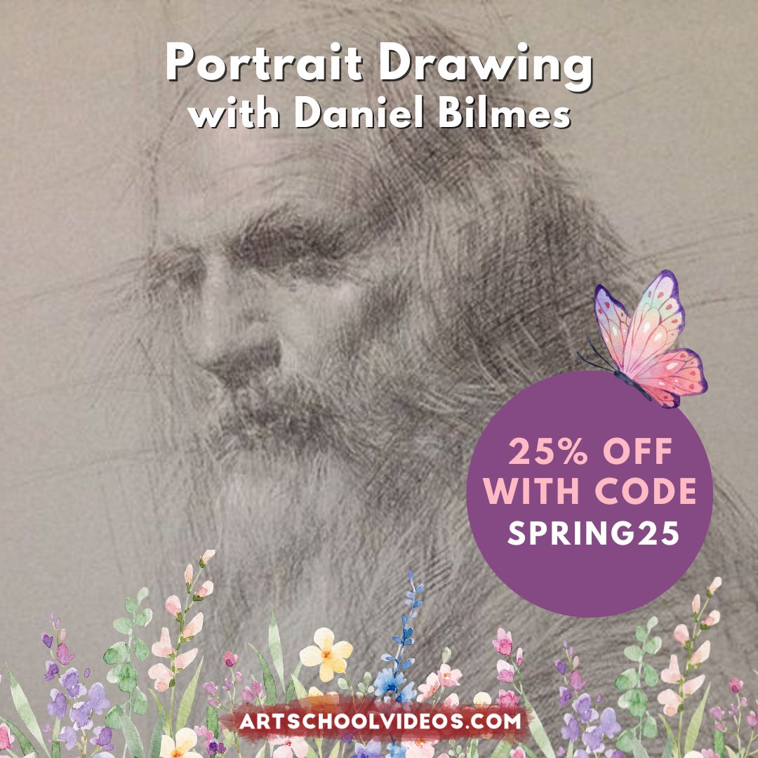laafa's tweet image. ASV Spring Sale: Use code SPRING25 for 25% off sitewide, today through May 15th!⁠
⁠
This week's featured class is Portrait Drawing with instructor Daniel Bilmes!

⁠In this 2.5 hour tutorial, Daniel will reveal his preferred materials and methods of drawing the portrait.