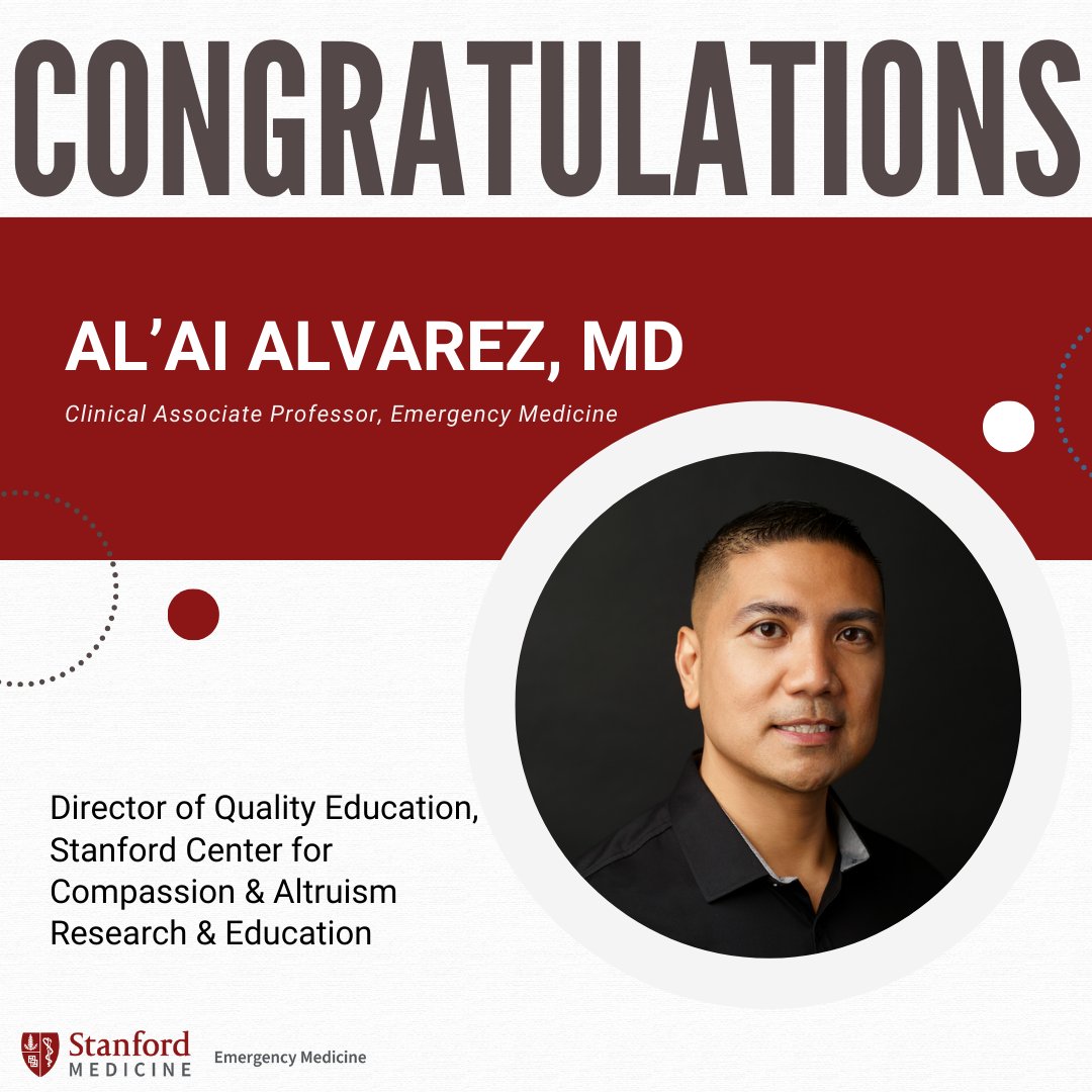 Congrats to Dr. Al’ai Alvarez, the new Director of Quality Education at the Stanford Center for Compassion and Altruism Research and Education, founded with the support of the Dalai Lama. 

In this role, he will shape, strengthen, &amp; oversee CCARE’s compassion training programs!