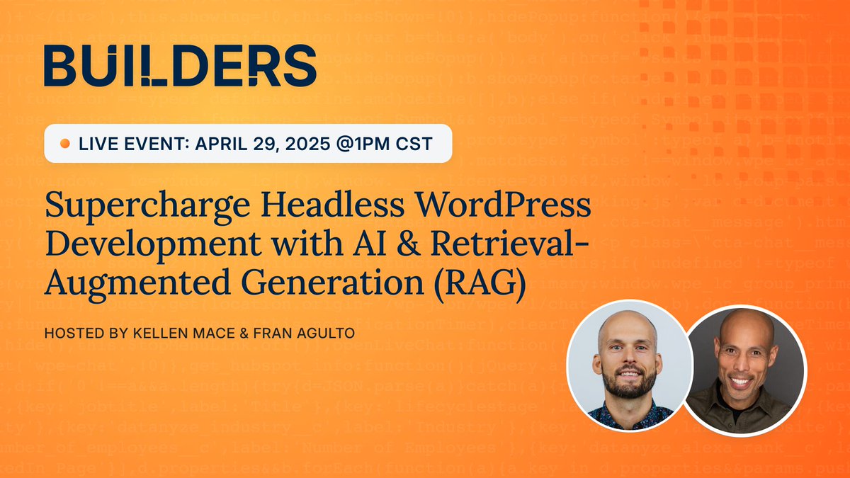 Fran Agulto🧗🏽♂️🤓 ⚛️ (@fran_the_dev) on Twitter photo Going live tomorrow with my main man <a href="/KellenMace/">Kellen Mace</a> to do headless WP with AI and RAG!
Register below for your spot:
wpeng.in/headlesswp-ai-… Going live tomorrow with my main man <a href="/KellenMace/">Kellen Mace</a> to do headless WP with AI and RAG!
Register below for your spot:
wpeng.in/headlesswp-ai-…