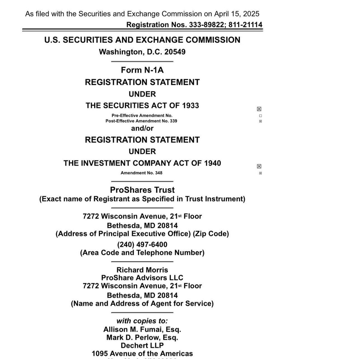 🚨 LATEST: On April 30, asset manager ProShares will launch three XRP futures ETFs.

A separate application for a spot XRP ETF from ProShares is still awaiting approval.