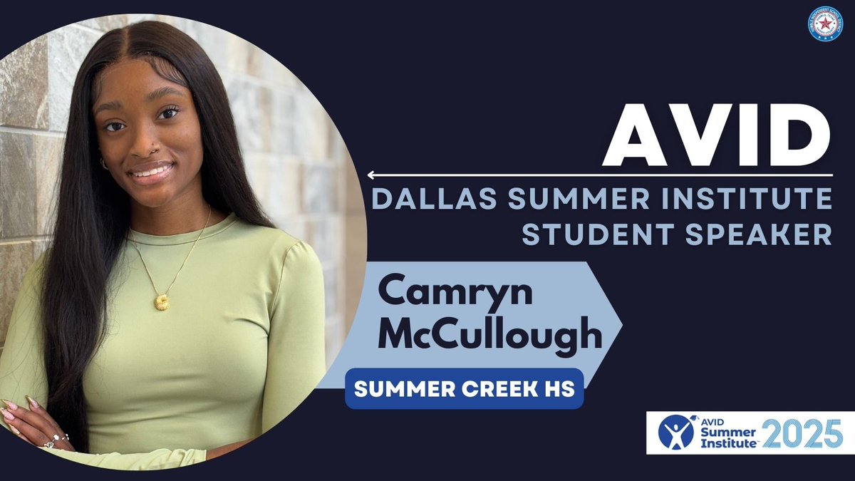 NEWS: Summer Creek High School Senior Camryn McCullough Selected as Student Speaker for 2025 AVID Dallas Summer Institute. #ShineOn 💫

📰: bit.ly/3GwWAD2