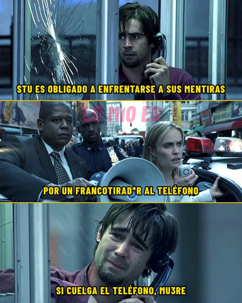 lomioes_mx's tweet photo. Esta película del 2002 de apenas 80 minutos, te generará una ansiedad ante cualquier teléfono que suene... 📵
Phone Boot (Enlace Mortal/Última Llamada) está disponible en @disneyplusla #ColinFarrell #ForrestWhitaker https://t.co/Y87zEOQCwz