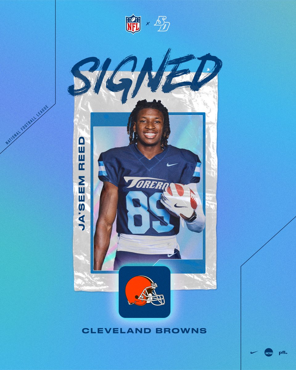 San Diego Football (@usdfootball) on Twitter photo Built for the League.
Congrats to Torero football alum <a href="/JaseemReed1/">Ja'seem Reed</a> for signing with the <a href="/Browns/">Cleveland Browns</a>!
#GoToreros x #TorerosInThePros Built for the League.
Congrats to Torero football alum <a href="/JaseemReed1/">Ja'seem Reed</a> for signing with the <a href="/Browns/">Cleveland Browns</a>!
#GoToreros x #TorerosInThePros