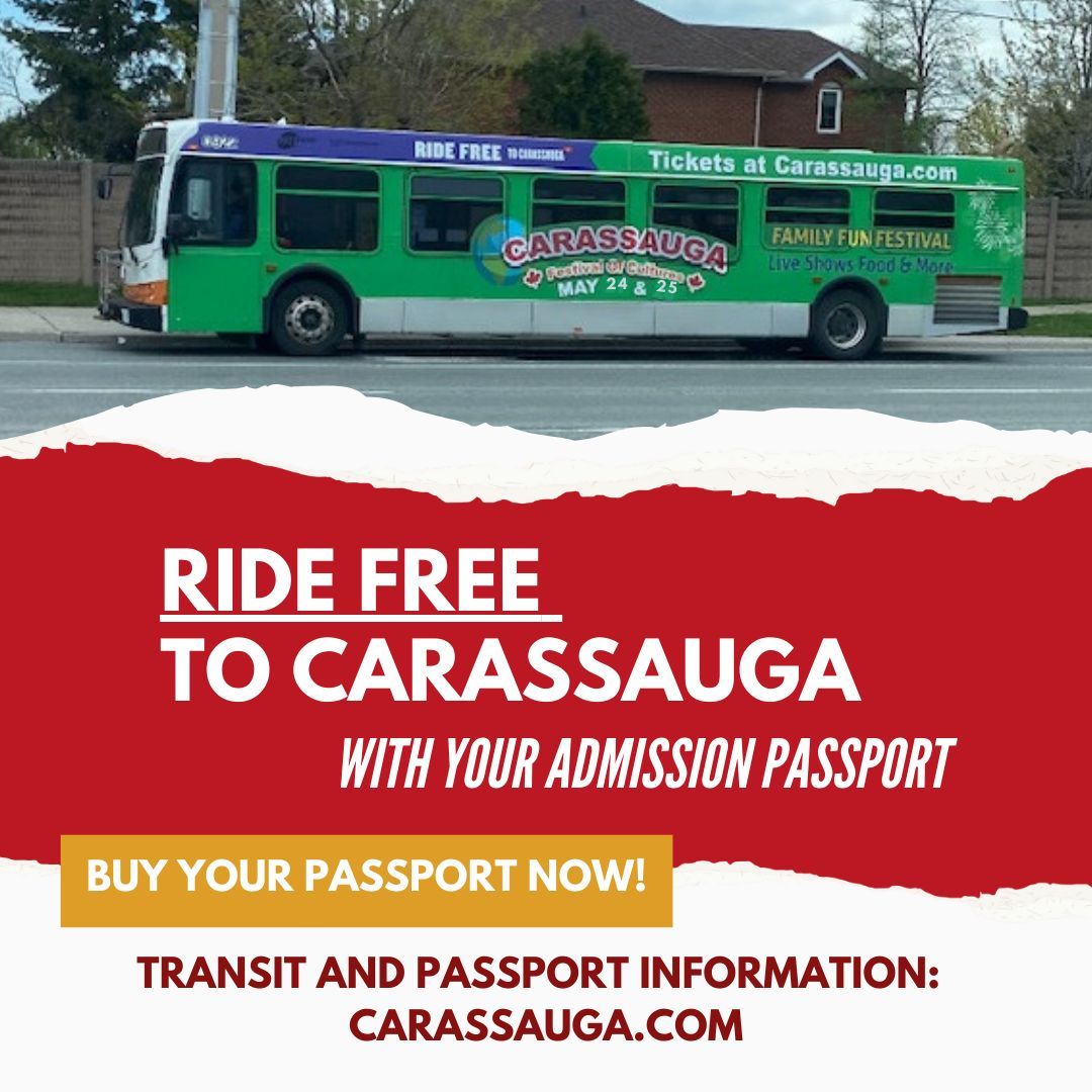 RIDE FREE with MiWay during Carassauga Festival Weekend May 24th &amp; 25th 🚌 Ride local Mississauga transit buses FREE during festival hours with your official Carassauga 2025 Admission Passport! ✨ 🌎 🎉
Visit carassauga.com to purchase your Admission Passport today!