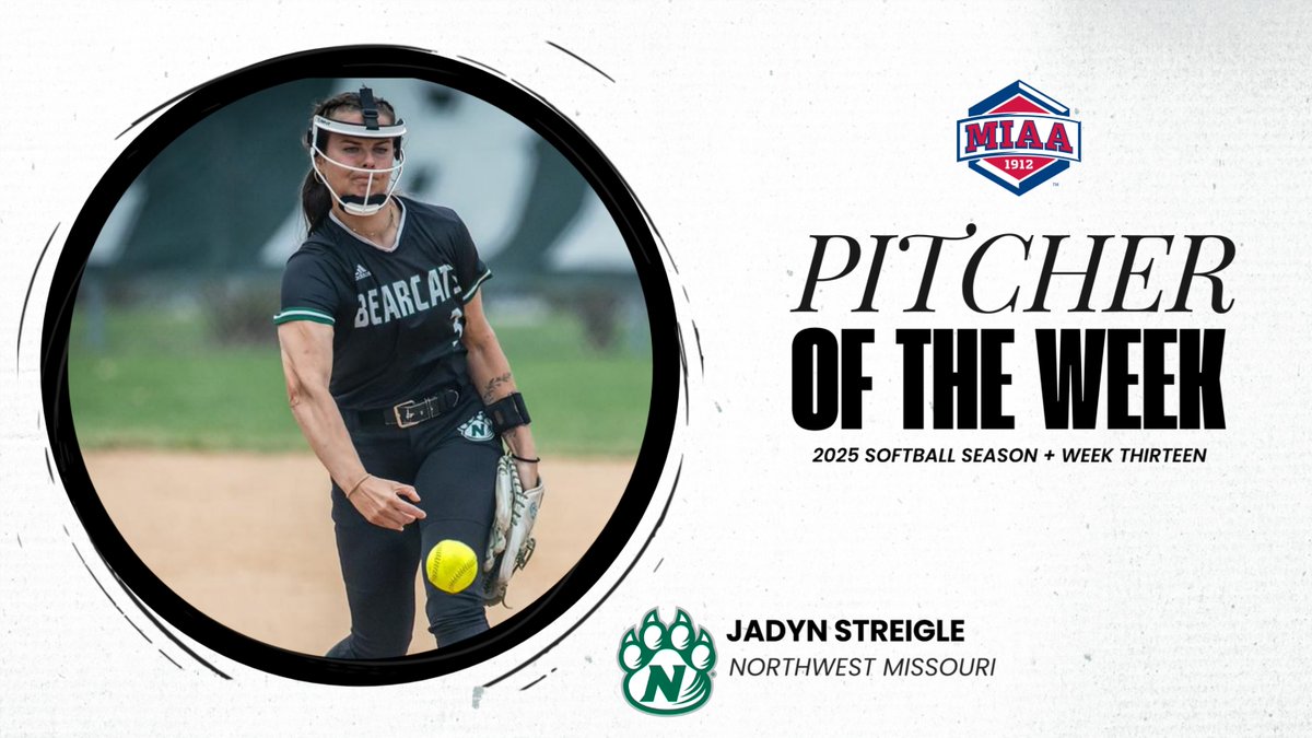 Jadyn Streigle of <a href="/NWBearcatSB/">Northwest Softball</a> tossed 13 scoreless innings this past week for an ERA of 0.00 🔥

She's named our final 𝙈𝙄𝘼𝘼 𝙋𝙄𝙏𝘾𝙃𝙀𝙍 𝙊𝙁 𝙏𝙃𝙀 𝙒𝙀𝙀𝙆 ⤵️

📰 tinyurl.com/m9xxc8f9
#BringYourAGame