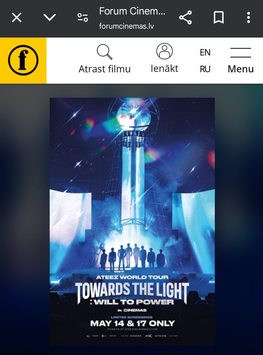 EuropeAteez's tweet photo. 🇱🇻
ATINY, Latvijā!

ATEEZ [TOWARDS THE
LIGHT: WILL TO POWER] filma būs skatāma uz Forum Cinemas ekrāna jau 14. un 17.maijā!✨️

Biļetes jau ir pārdošanā!⬇️
https://t.co/5ke6LMQ70I

🇬🇧
ATINY in Latvia!

ATEEZ [TOWARDS THE
LIGHT: WILL TO POWER] movie will be available to see on Forum Cinemas screen on May 14th and 17th!🔥

Tickets are already on sale!⬇️
https://t.co/5ke6LMQ70I

#ATEEZ #ATEEZincinemas #ATEEZMovie @ATEEZofficial #ATEEZ_WORLD_TOUR_IN_CINEMAS
#에이티즈 #에이티즈영화