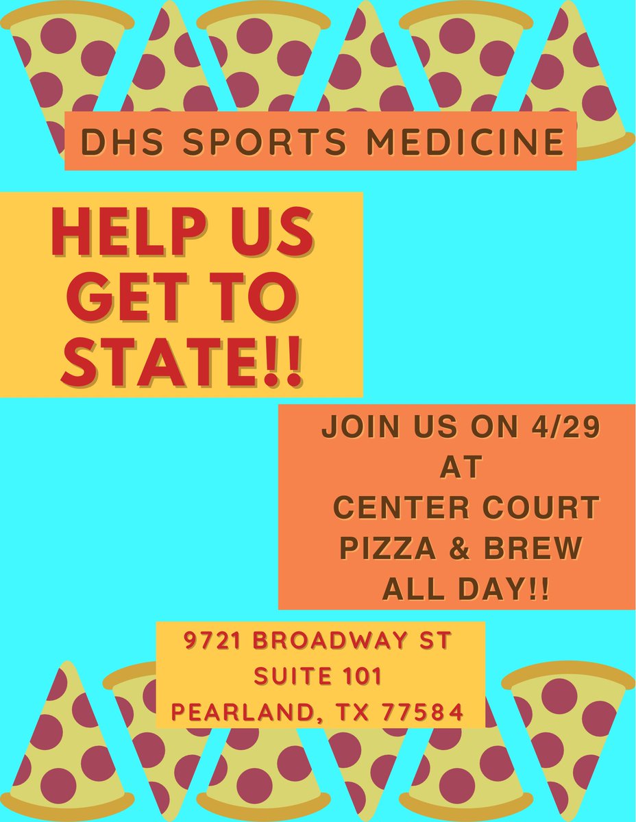 Are you hungry?? No lunch or dinner plans for tomorrow? Never fear, Dawson Sports Medicine is here! Join us at Center Court (Silverlake 📍)! Just mention you’re supporting your awesome sports medicine staff, and get yourself a delicious meal!! 🍕🍕 #FAMILY #3peat #roadtostate