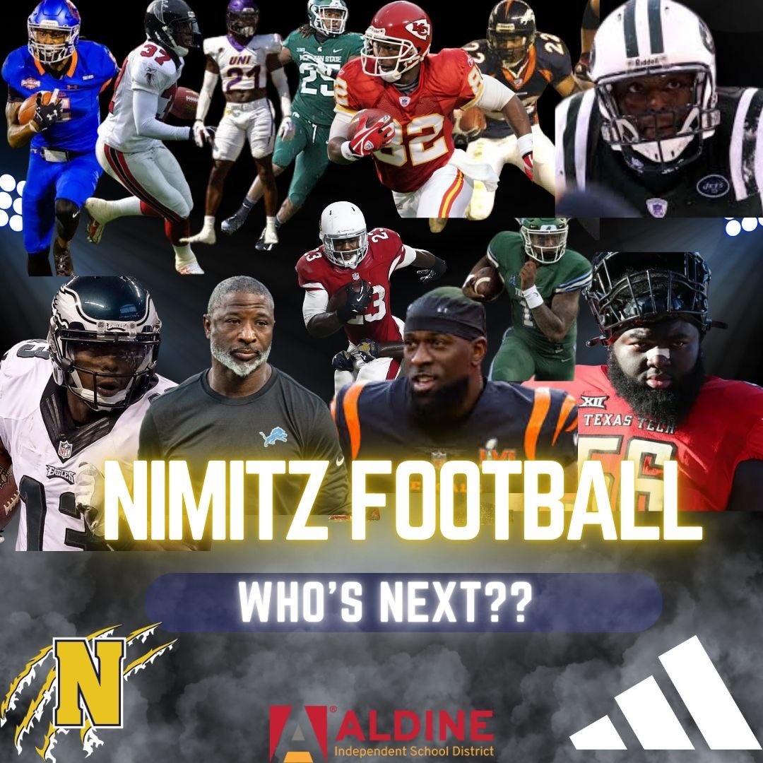 Aldine Nimitz Football (@nimitzcoogsfb) on Twitter photo Who’s the Next Coog to be Great!!! 💛💙<a href="/drgoffney/">Dr. LaTonya M. Goffney</a> <a href="/AthleticsAisd/">AISDAthletics</a> <a href="/AldineISD/">Aldine ISD</a> #TheStandard #AldineImpact Who’s the Next Coog to be Great!!! 💛💙<a href="/drgoffney/">Dr. LaTonya M. Goffney</a> <a href="/AthleticsAisd/">AISDAthletics</a> <a href="/AldineISD/">Aldine ISD</a> #TheStandard #AldineImpact