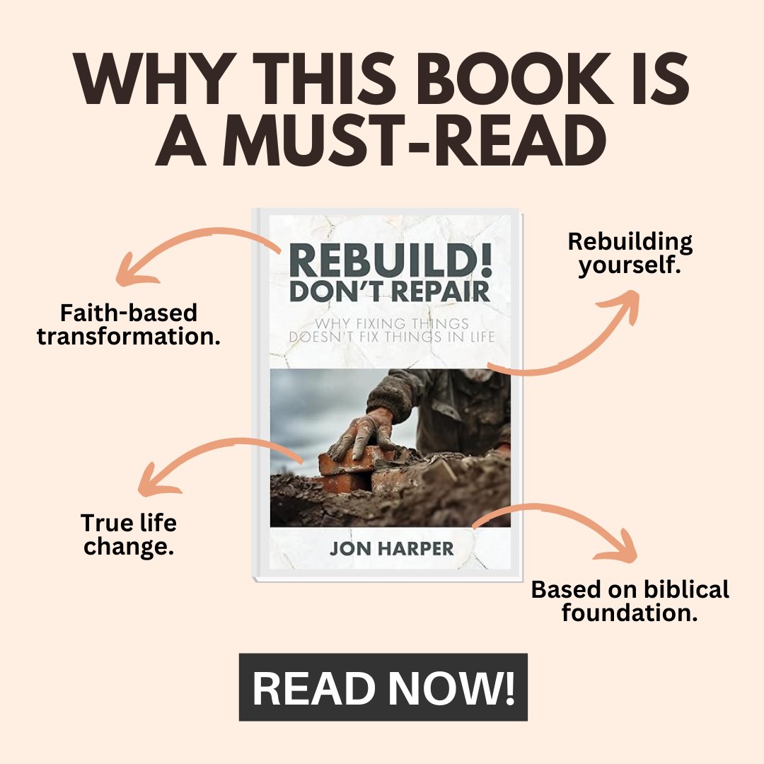 _jonharper's tweet photo. Real change starts with the right foundation.

‘Rebuild! Don’t Repair’ is your guide to #faith-based transformation and lasting growth.

Start rebuilding your life with purpose: https://t.co/XeqE23SQie

#RebuildYourLife #ChristianGrowth #PurposeDrivenLife #SpiritualTransformation https://t.co/h1OU55DPf3
