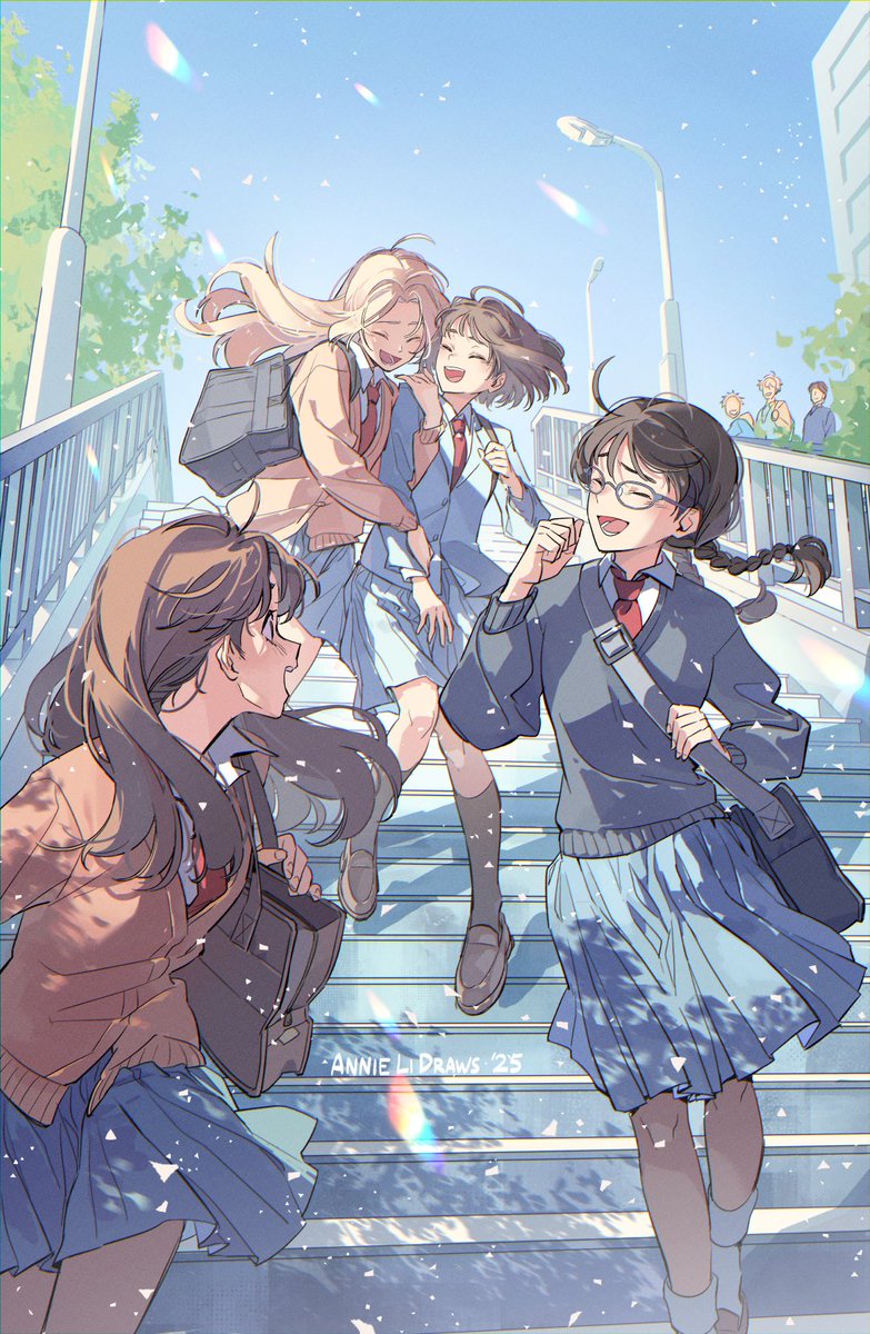 The Skip and Loafer gang on their way to school 🌸👞