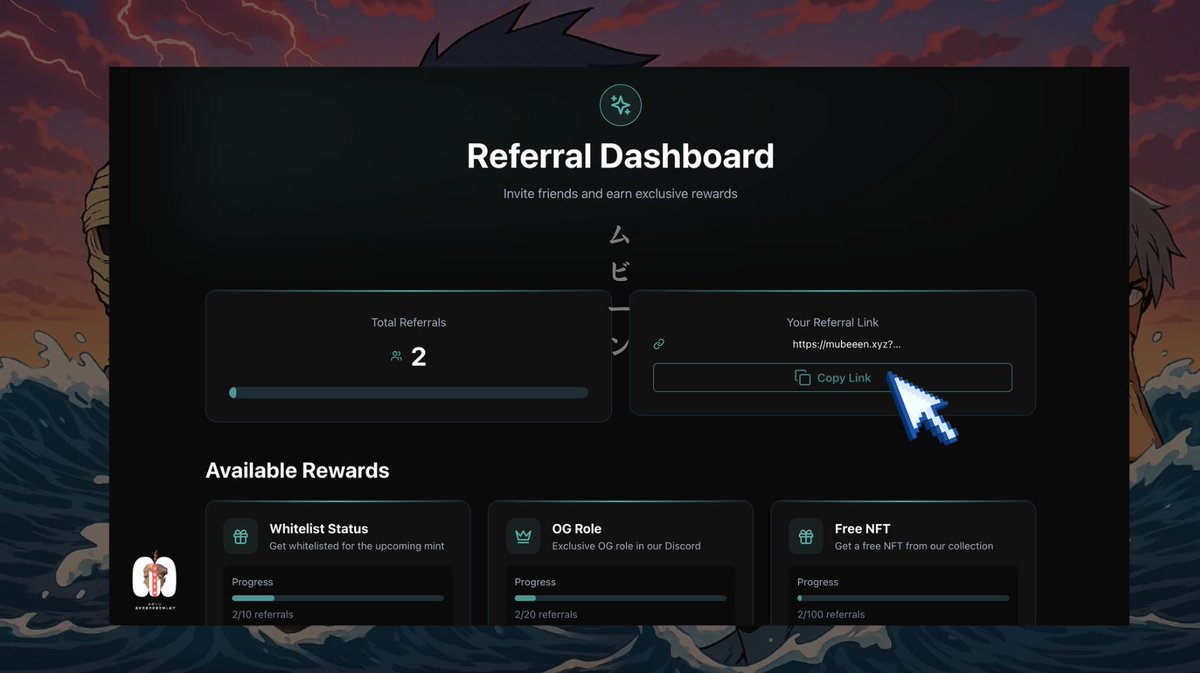 Kaleido Finance🥬 (@kaleido_finance) on Twitter photo ⚡️Still on our mission of shipping literally Alter Egos to the Green Chain.
<a href="/MubeenKaido/">MUBEEN ムビーン</a> Referral Dashboard is now live!🚀
Invite friends to discover their Alter Ego & get rewarded(✅GTD WL,OG Role & FREE Mubeen NFT!)
👉Grab your unique link: mubeeen.xyz/referral
& Start ⚡️Still on our mission of shipping literally Alter Egos to the Green Chain.
<a href="/MubeenKaido/">MUBEEN ムビーン</a> Referral Dashboard is now live!🚀
Invite friends to discover their Alter Ego & get rewarded(✅GTD WL,OG Role & FREE Mubeen NFT!)
👉Grab your unique link: mubeeen.xyz/referral
& Start