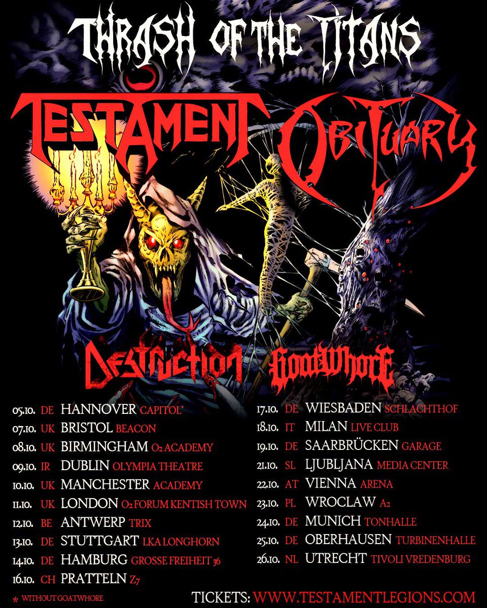 Europe/UK are you Ready to witness FloridaDeathMetal Kings take on The WestCoast Thrash Titans?
Tickets OnSale 4/30