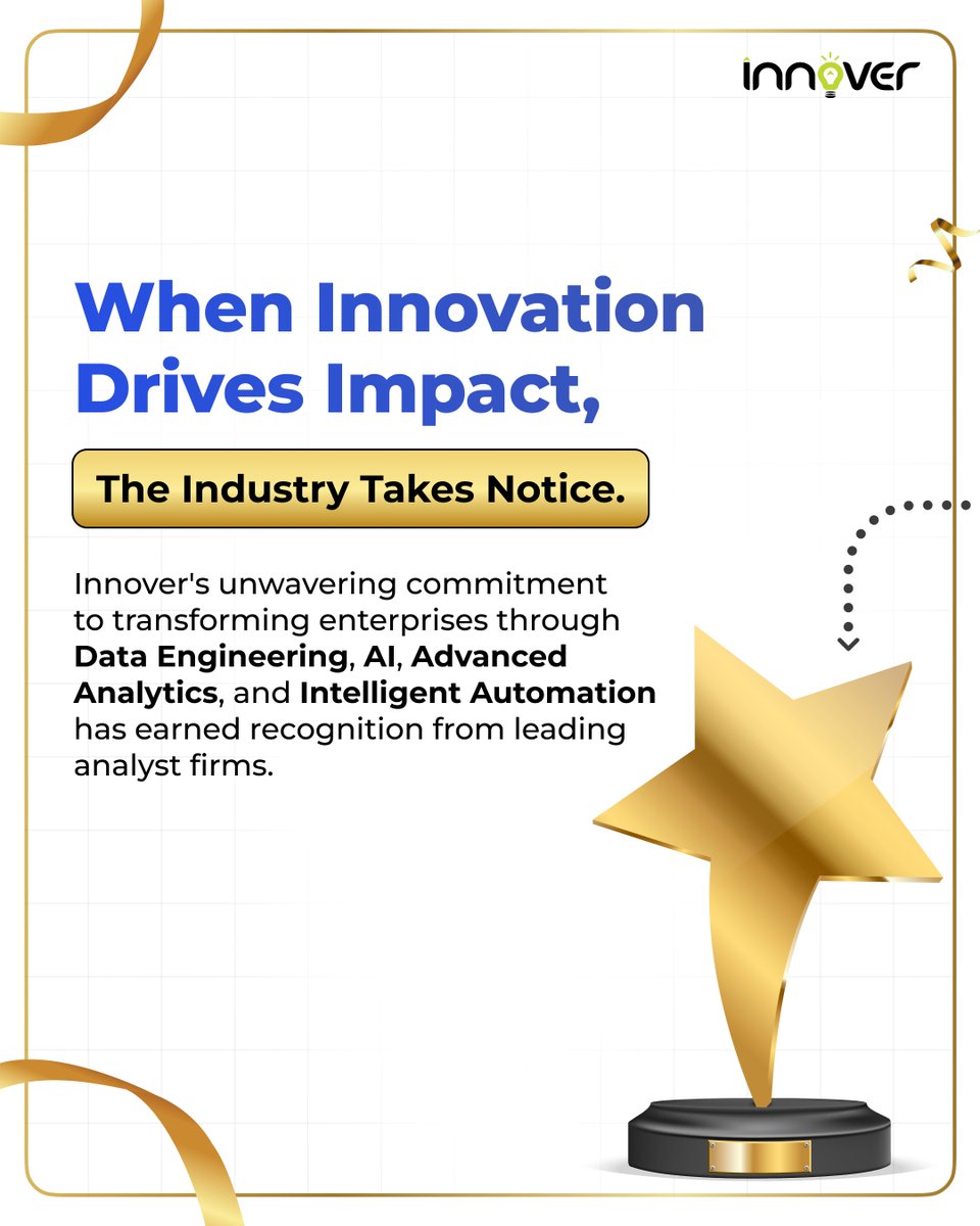 InnoverDigital's tweet image. Innover hits a new milestone! 🚀
Recognized by leading analyst firms for excellence in Data Engineering, AI, Analytics, and Automation. Thank you to our teams, clients & partners! 🙌
#AnalystRecognition #InnovationInAction #Innover