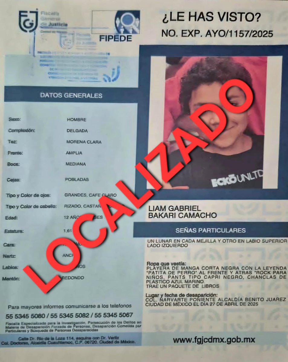 ErikaVilfort's tweet photo. @vampipe Ya encontraron al hijo de mi amiga. Gracias por apoyarnos. https://t.co/medjw4y1NT