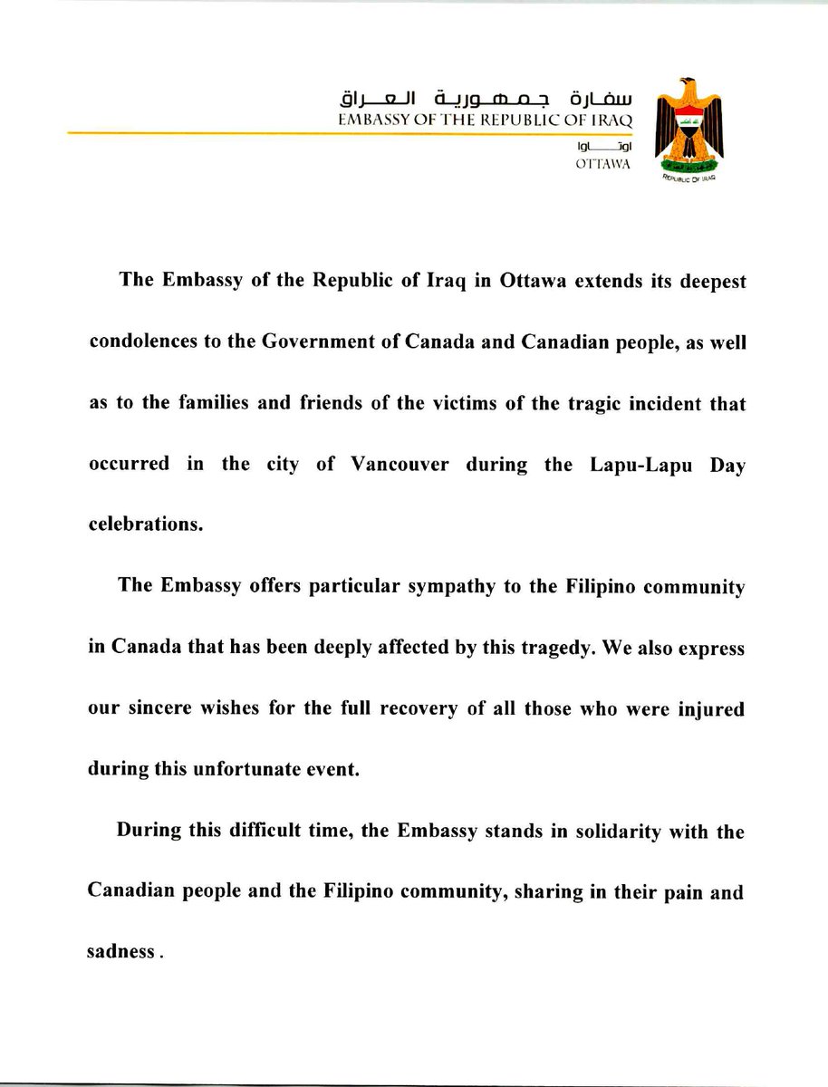 سفارة العراق - أوتاوا | Iraqi Embassy in Ottawa (@iraqinottawa) on Twitter photo 