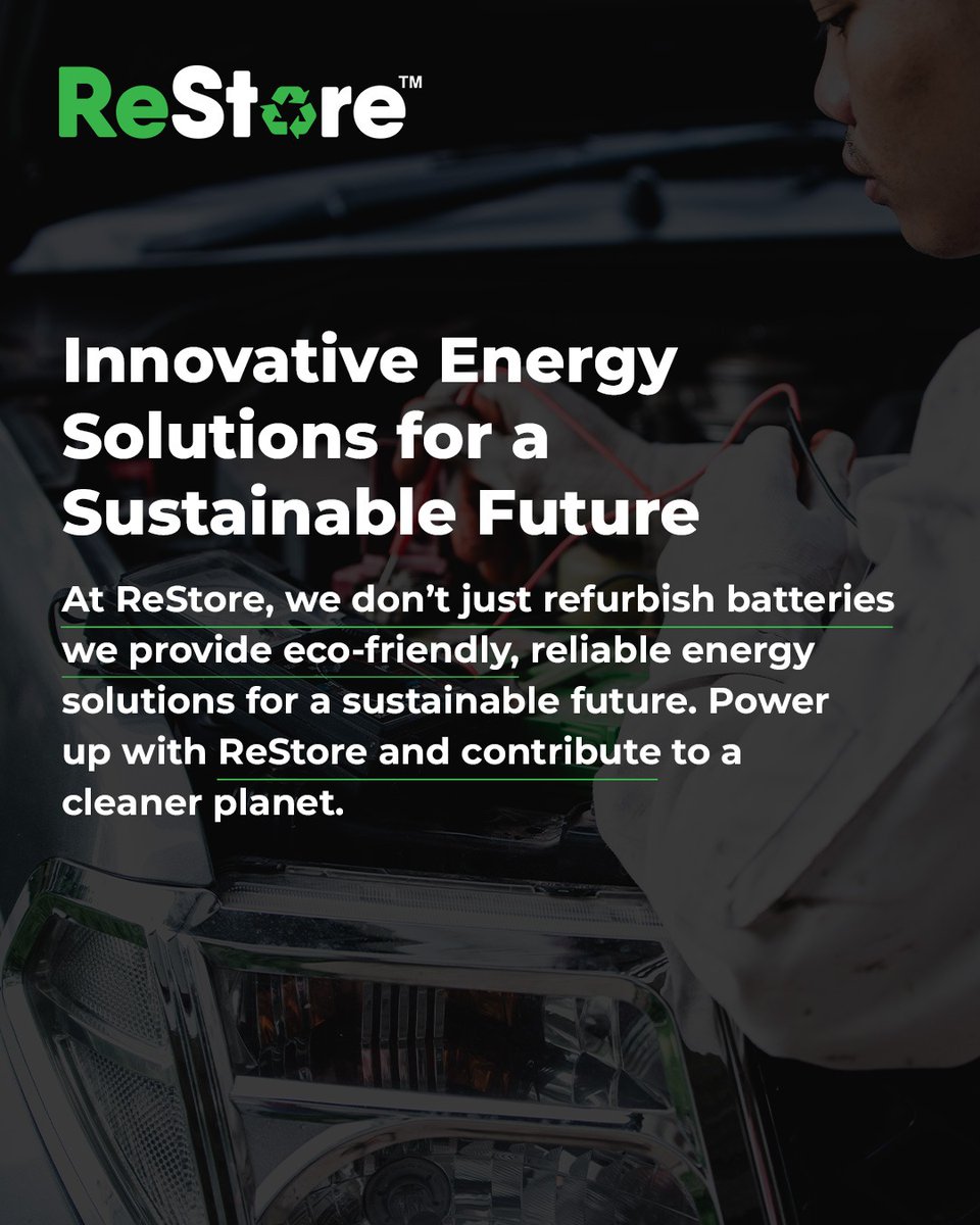 Restorelife_'s tweet photo. Power up sustainably with ReStore! ⚡
Eco-friendly solutions, reliable energy, and a cleaner planet — one battery at a time. 🌍
Join us: https://t.co/3b6HwrbWkI
#ReStoreEnergy #SustainableSolutions #GreenEnergy #BatteryRefurbishment #RenewableEnergy #EcoInnovation #FutureIsGreen https://t.co/nEYAjFq17e