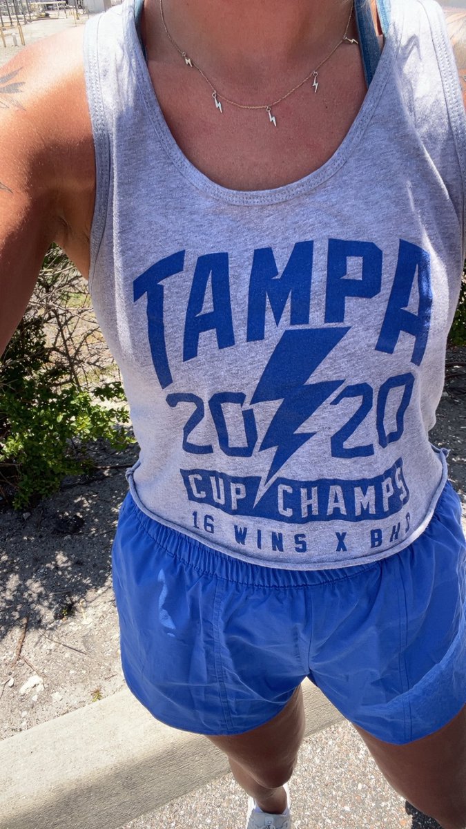 Today’s lovelyyyy game day fit brought to you by…  <a href="/BringHockeyBack/">Bring Hockey Back</a>.. &amp;guys, it’s tank top season in Florida… during the battle of Florida… can I… get some uhhhh…  new ladies tanks 👀⚡️😎 #GoBolts