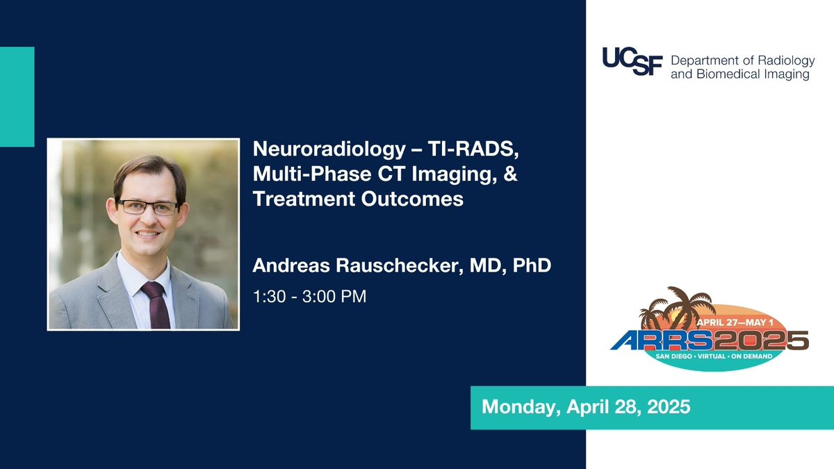 UCSF Imaging (@ucsfimaging) on Twitter photo Join us this afternoon for <a href="/UCSFimaging/">UCSF Imaging</a> & <a href="/UCSF_Ci2/">UCSF Center for Intelligent Imaging</a>'s Dr. Andreas Rauschecker's (<a href="/DrDreMDPhD/">Andreas Rauschecker</a>) #ARRS25 presentation about how #AI is being applied in neuroradiology.
<a href="/ARRS_Radiology/">ARRS</a> Join us this afternoon for <a href="/UCSFimaging/">UCSF Imaging</a> & <a href="/UCSF_Ci2/">UCSF Center for Intelligent Imaging</a>'s Dr. Andreas Rauschecker's (<a href="/DrDreMDPhD/">Andreas Rauschecker</a>) #ARRS25 presentation about how #AI is being applied in neuroradiology.
<a href="/ARRS_Radiology/">ARRS</a>