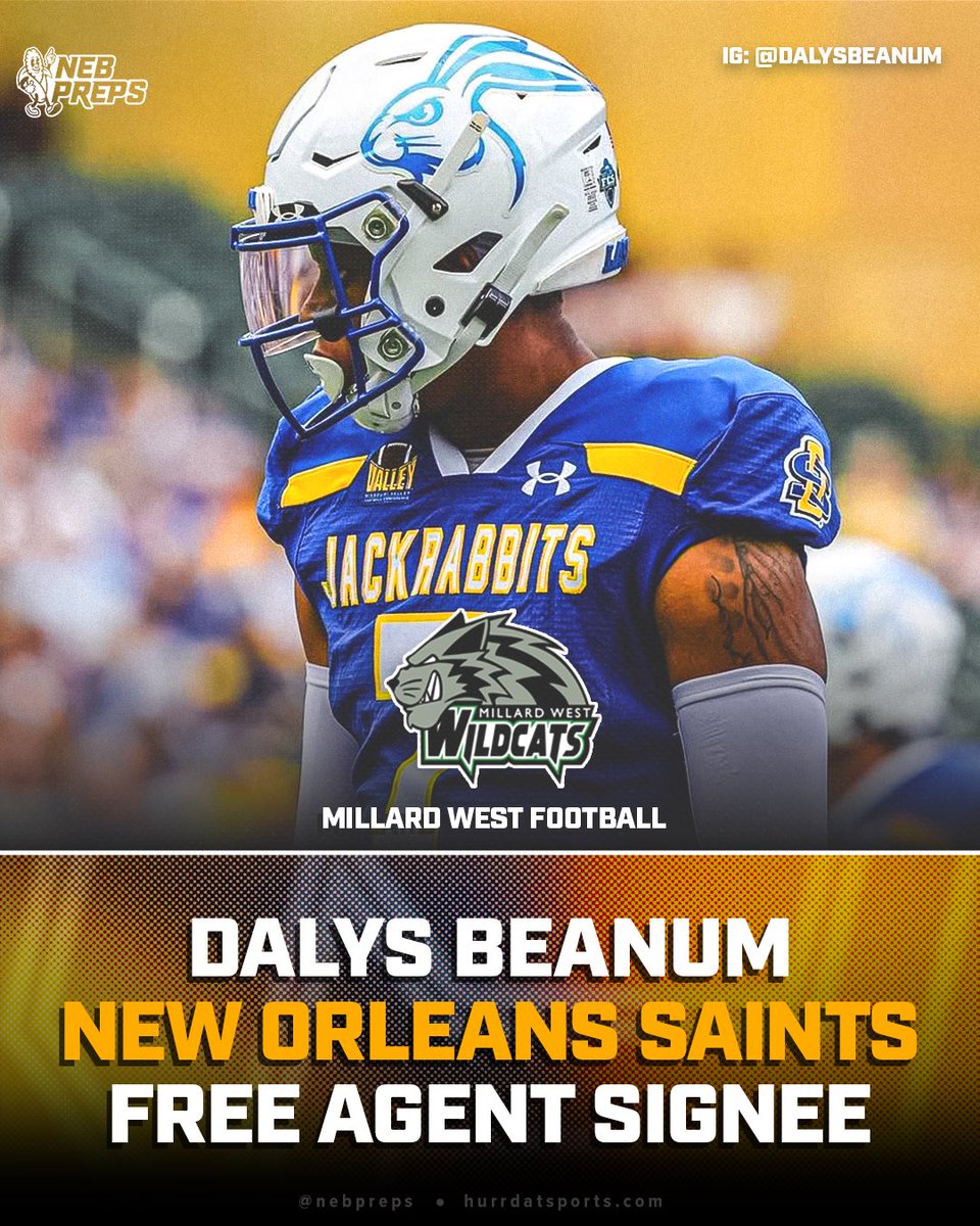 nebpreps (@thenebpreps) on Twitter photo Ready to make a mark 😤
<a href="/dalysbeanum7/">Dalys Beanum</a> has signed an undrafted free agent contract with the New Orleans Saints.
#nebpreps Ready to make a mark 😤
<a href="/dalysbeanum7/">Dalys Beanum</a> has signed an undrafted free agent contract with the New Orleans Saints.
#nebpreps