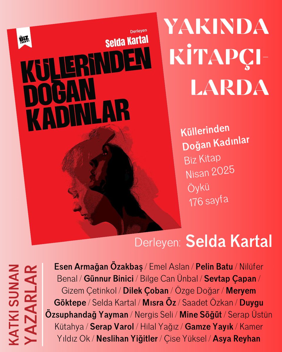 bizkitapyayin's tweet photo. 🎉YENİ KİTAP!

📙Küllerinden Doğan Kadınlar

✒ Derleyen: Selda Kartal

Yakında kitapçılarda... https://t.co/PrrIoAQWjR