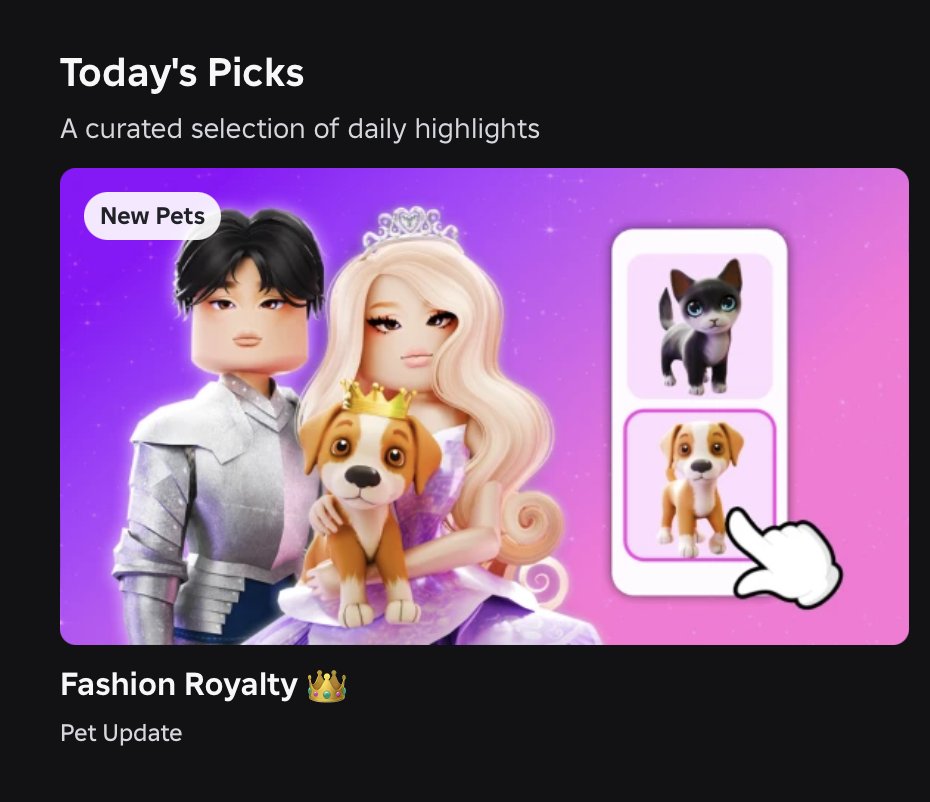 Fashion Royalty on Todays Picks! Super grateful thanks Roblox!! 🫶

#Robloxdev