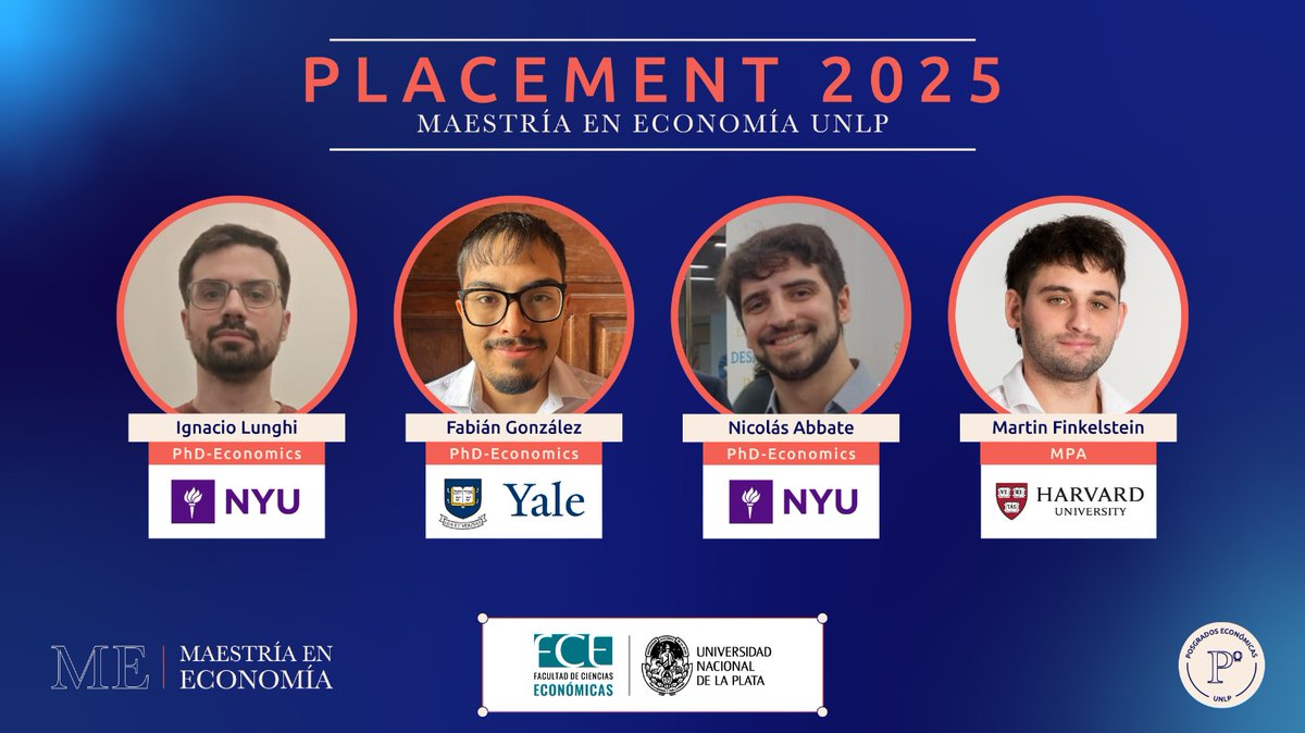 IIE - Instituto de Investigaciones Económicas (@iieunlp) on Twitter photo 🎉🎊 Felicitamos a nuestros graduados <a href="/nacholunghi/">Nacho Lunghi</a>, <a href="/AbbateNicolas/">Abbate Nicolas</a>, <a href="/fabiangonzarg/">Fabián Enrique González</a> y Martin Finkelstein quienes fueron admitidos en universidades de primer nivel para continuar sus estudios luego de finalizar la Maestría en Economía <a href="/economicas_unlp/">Ciencias Económicas UNLP</a>.👏👏 🎉🎊 Felicitamos a nuestros graduados <a href="/nacholunghi/">Nacho Lunghi</a>, <a href="/AbbateNicolas/">Abbate Nicolas</a>, <a href="/fabiangonzarg/">Fabián Enrique González</a> y Martin Finkelstein quienes fueron admitidos en universidades de primer nivel para continuar sus estudios luego de finalizar la Maestría en Economía <a href="/economicas_unlp/">Ciencias Económicas UNLP</a>.👏👏