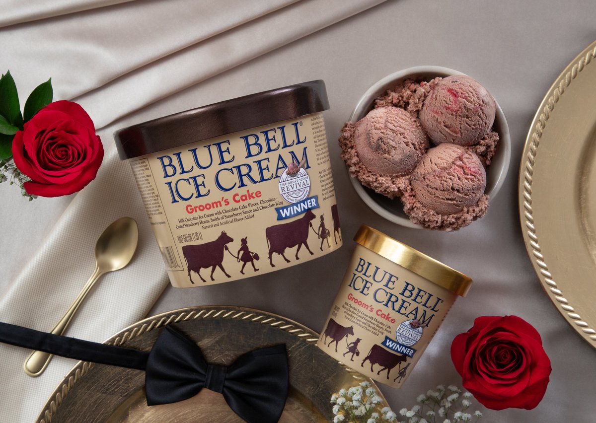 Save the date! Groom’s Cake Ice Cream—winner of The Great Scoop Revival Flavor Tournament—returns to stores TOMORROW (5/1)! #bluebell #icecream #bluebellicecream #groomscake #winner