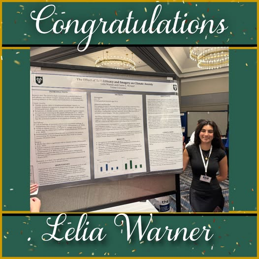 Leila Warner presented her honors thesis research at SEPA (Southeastern Psychological Association) earlier this month. Congratulations Leila!
