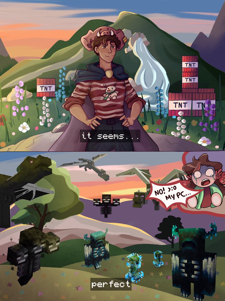 a funny illustration of our latest #minecraft game with my friend