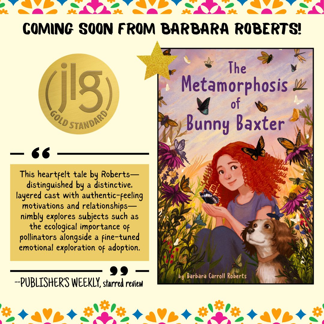 SCBWI Mid Atlantic (@scbwimidatlanti) on Twitter photo Congratulations to Barbara Roberts, whose upcoming MG novel, THE METAMORPHOSIS OF BUNNY BAXTER (<a href="/penguinrandom/">Penguin Random House 🐧🏠📚</a> July 2025) is a @jrlibraryguild selection with a starred review from PW! To pre-order, click here: bit.ly/44x3emL #goldstandardselection
#JLGgoldstandard Congratulations to Barbara Roberts, whose upcoming MG novel, THE METAMORPHOSIS OF BUNNY BAXTER (<a href="/penguinrandom/">Penguin Random House 🐧🏠📚</a> July 2025) is a @jrlibraryguild selection with a starred review from PW! To pre-order, click here: bit.ly/44x3emL #goldstandardselection
#JLGgoldstandard
