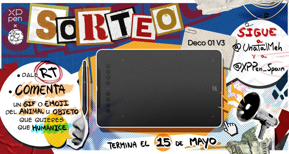 Meh (@unatalmeh) on Twitter photo ⭐SORTEO⭐
Para participar:
1️⃣ Sígueme a mi y a <a href="/XPPen_Spain/">XPPen España</a>
2️⃣ Dale RT
3️⃣ Comenta con un GIF o un emoji algo que te gustaría que humanizara
Termina el 15 de mayo
Good luck! ✨ ⭐SORTEO⭐
Para participar:
1️⃣ Sígueme a mi y a <a href="/XPPen_Spain/">XPPen España</a>
2️⃣ Dale RT
3️⃣ Comenta con un GIF o un emoji algo que te gustaría que humanizara
Termina el 15 de mayo
Good luck! ✨