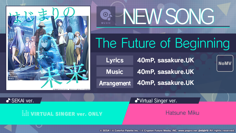 ColorfulStageEN's tweet photo. Song of the Day:

"The Future of Beginning" by 40mP, https://t.co/0YDgoWGLQg

Group: VIRTUAL SINGER https://t.co/5GApavcWLu